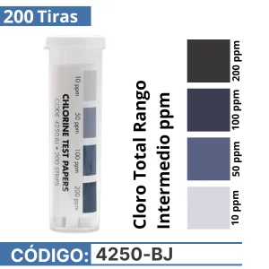 Tiras reactivas para determinar cloro total rango intermedio