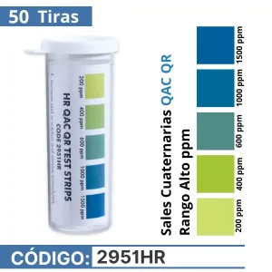 Tiras reactivas para leer sales cuaternarias QAC rango alto